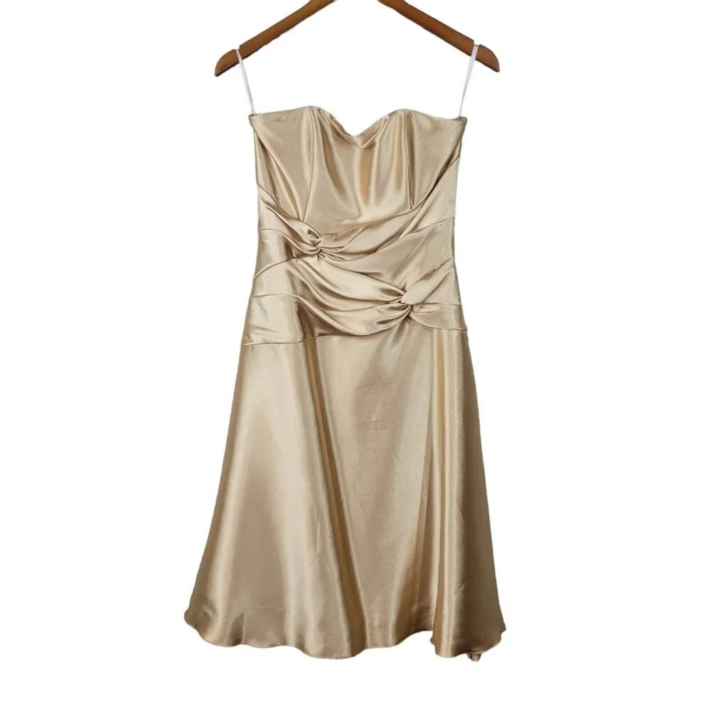 Scott McClintock Evening Dress Jacket size 8 Mother Of Bride Grooom Gold Satin - Picture 5 of 7